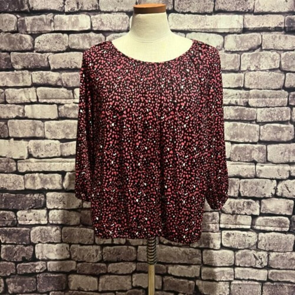 Michael Kors NWT 3/4 Sleeve Heart Pattern Blouse Size M